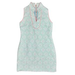 Sail to Sable Mint Green Pink Jacquard Woven Mini Shift Dress Sleeveless Small